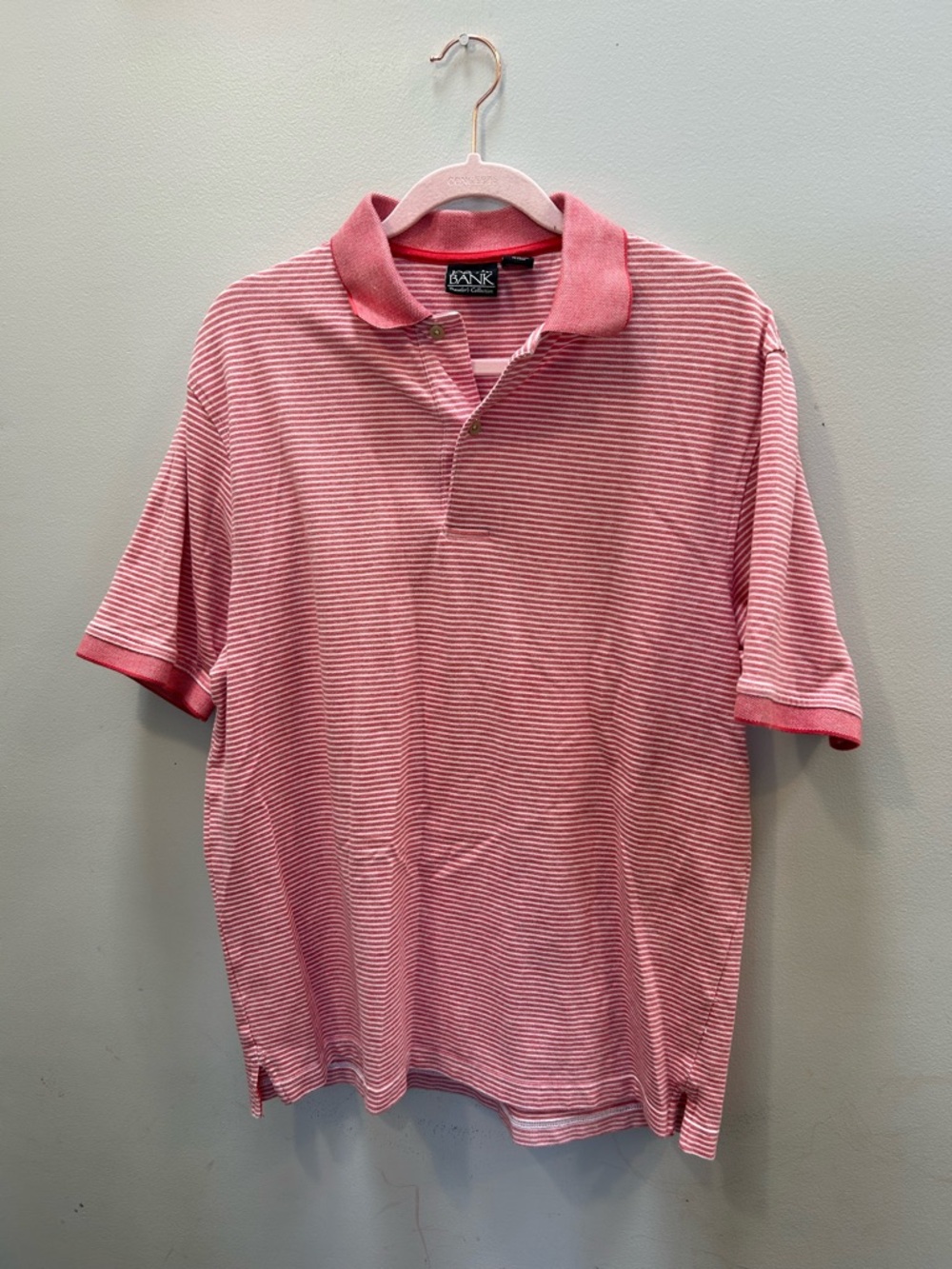 Jos. A. Bank Red and White Striped Polo Medium